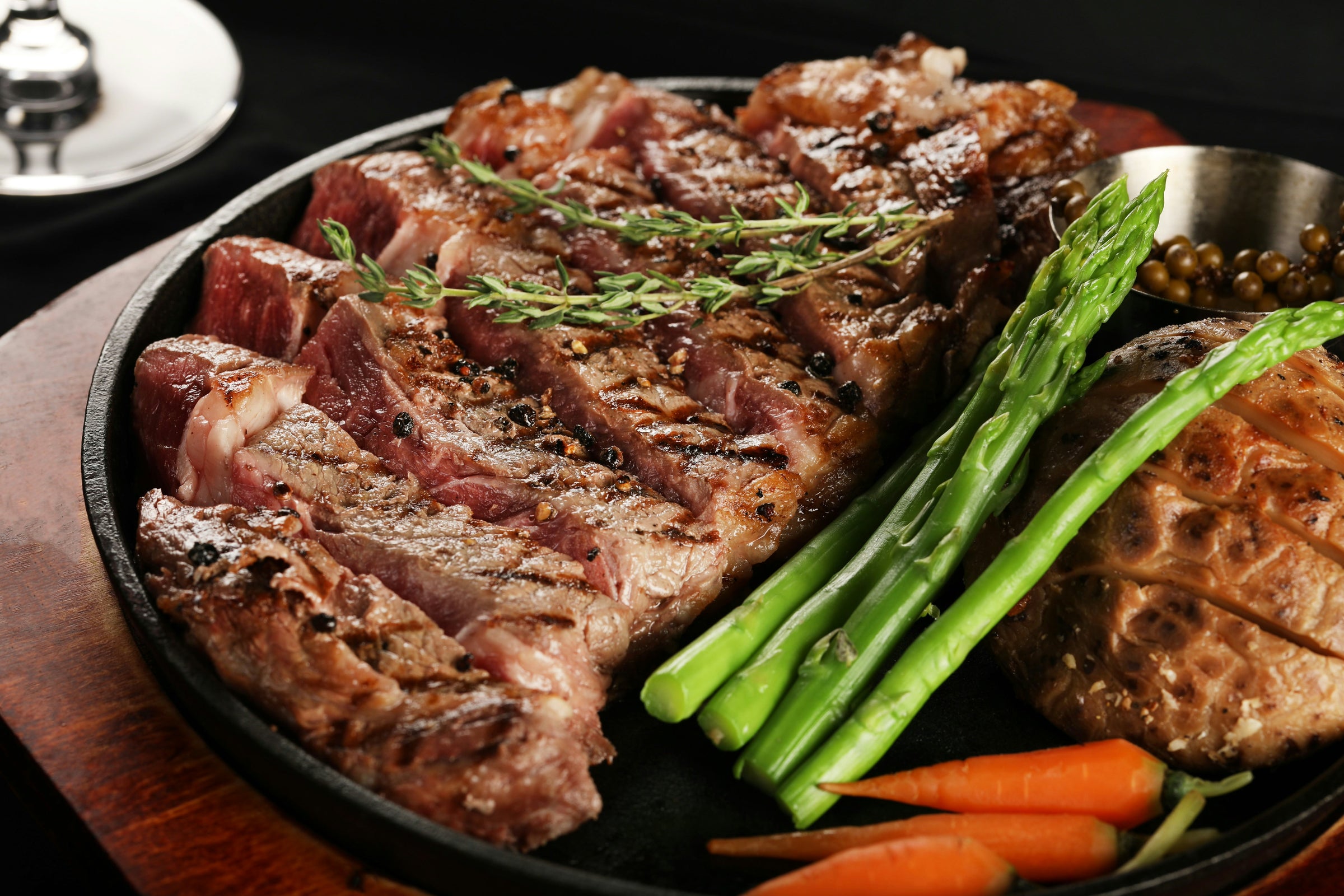 Plated beef steak dinner