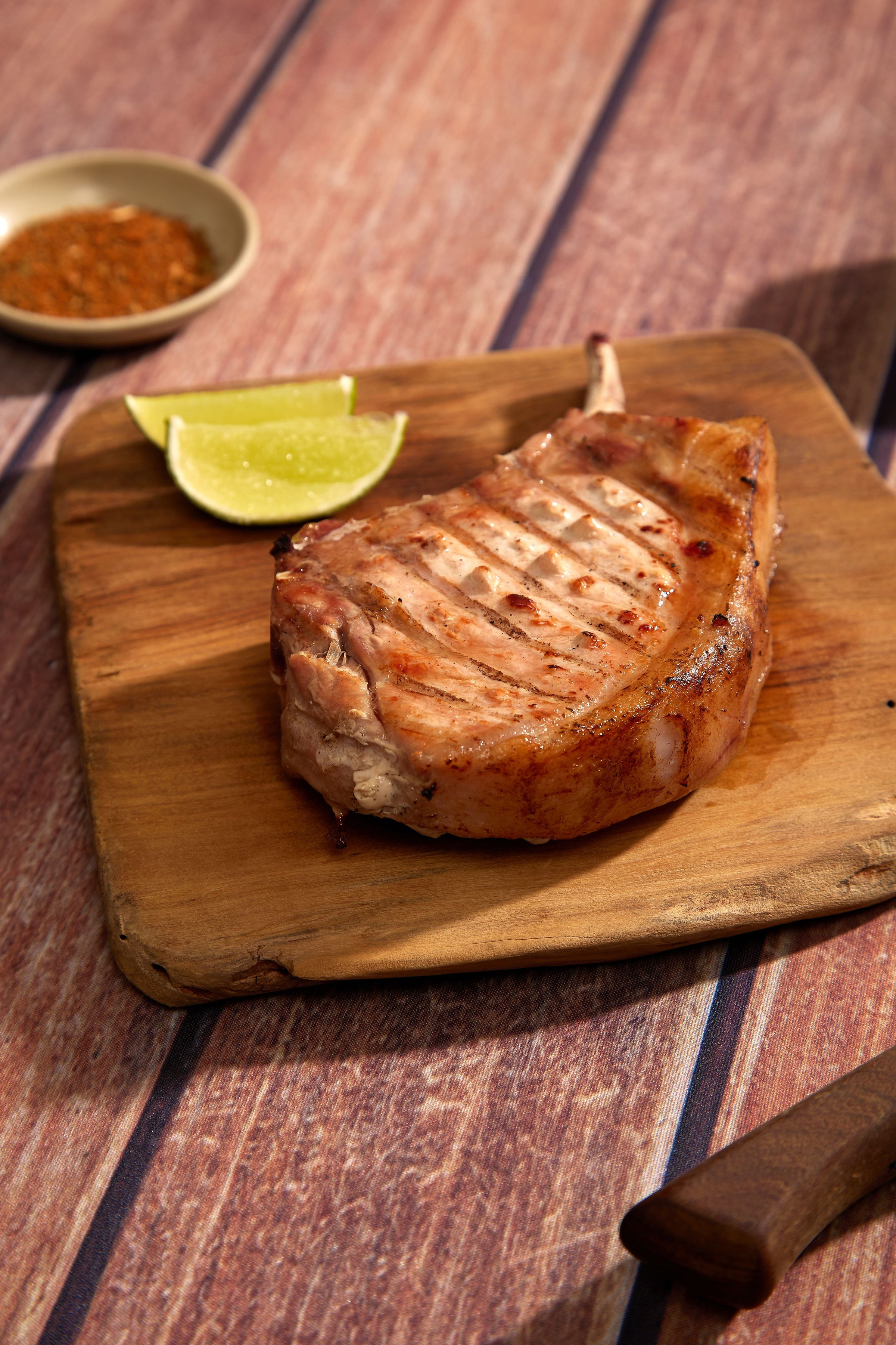 Grilled bone-in pork chop
